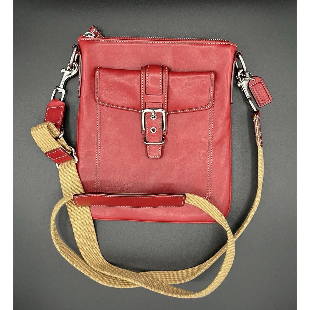 Vintage COACH Red Leather Silver Hardware Crossbody Bag